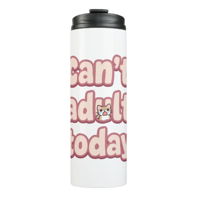 Garrafa Térmica Cute Pink Graphic with Peeking Cat (Frente)