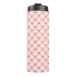 Garrafa Térmica Cute Retro Pink Heart Gingham Plaid pattern