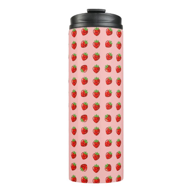 Garrafa Térmica Cute Strawberries Pattern – Adorable Fruit  (Frente)