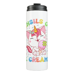 Garrafa Térmica Cute Unicorn Cat with Ice Cream Funny Pun