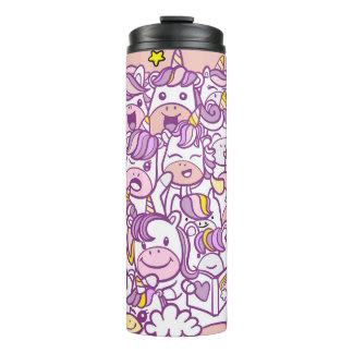 Garrafa Térmica Cute Unicorn Pony: Coleção de Doodles Mágicos