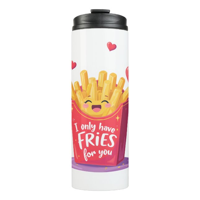 Garrafa Térmica Cute Valentine French Fries Pun (Frente)