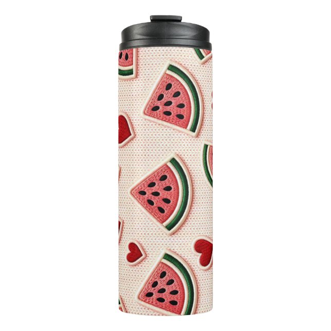 Garrafa Térmica Cute Watermelon & Hearts Pattern Aesthetic School  (Frente)