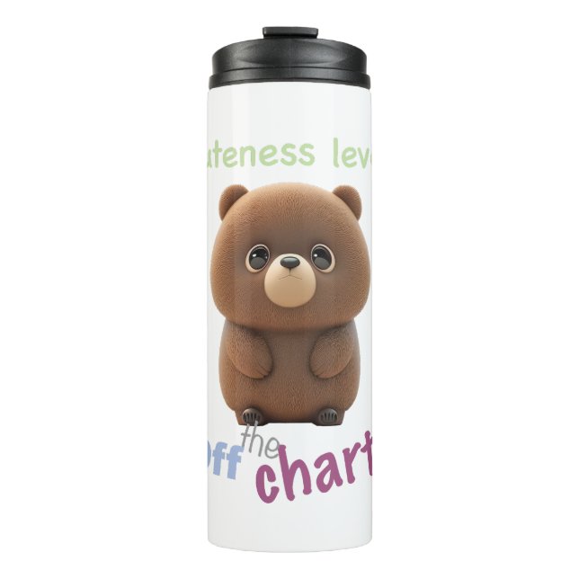 Garrafa Térmica Cuteness Bear Cuteness Level Bonito Engraçado (Frente)