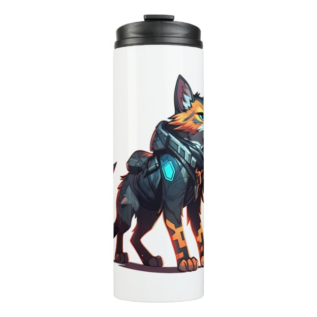 Garrafa Térmica Cyberpunk Cat em Neon Colors 7 (Frente)