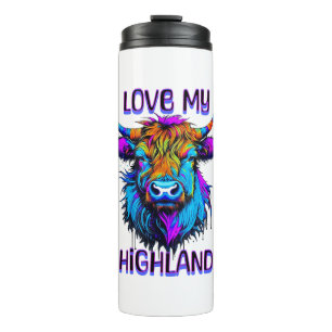 Garrafa Térmica Cyberpunk Colorful Ai Highland Cow