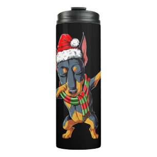 Garrafa Térmica Dabbing Doberman Papais noeis T Shirt Christmas Ki