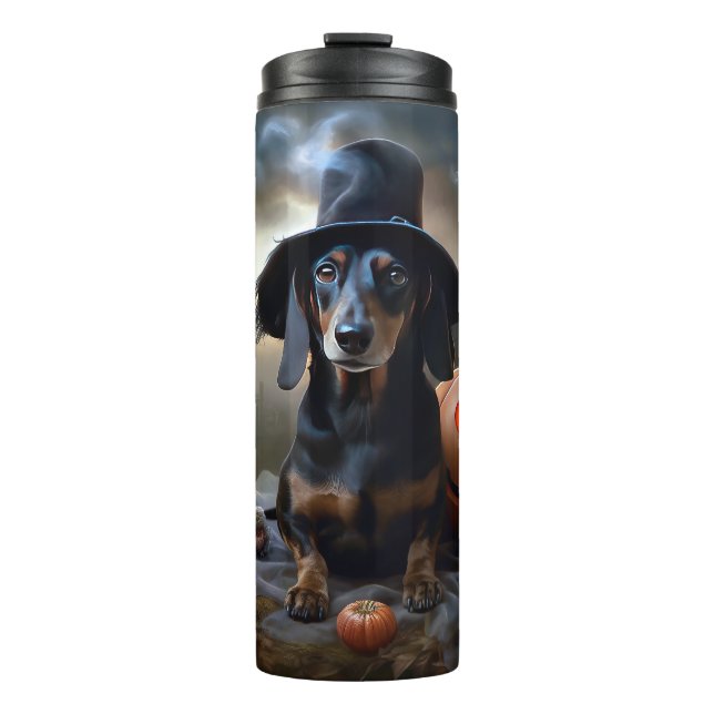 Garrafa Térmica Dachshund Halloween Scary (Frente)