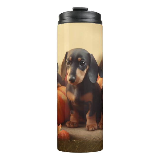 Garrafa Térmica Dachshund Puppy Autumn Delight Pumpkin (Frente)