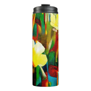 Garrafa Térmica Daffodils. Composição floral de abstrato num cubis