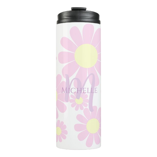 Garrafa Térmica Daisy Pink Monograma (Frente)