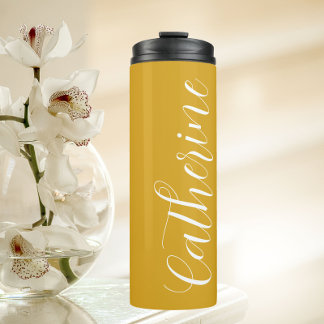Garrafa Térmica Damas de Honra Casamento Amarelo Dourado Estilizad