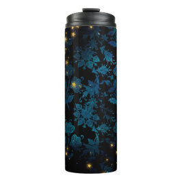 Garrafa Térmica Damasco preto e azul