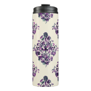 Garrafa Térmica Damask Triangles: Vintage Abstrato Luxury.