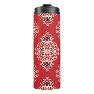 Garrafa Térmica Damask Vintage: Floreish Seamless Pattern.