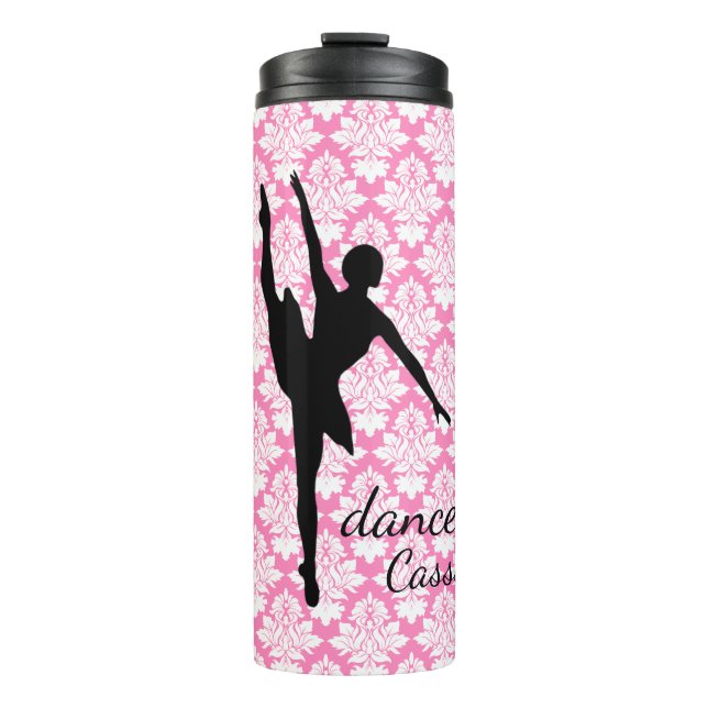 Garrafa Térmica Dancer Silhouette Rosa Damask Thermal Tumbler (Frente)
