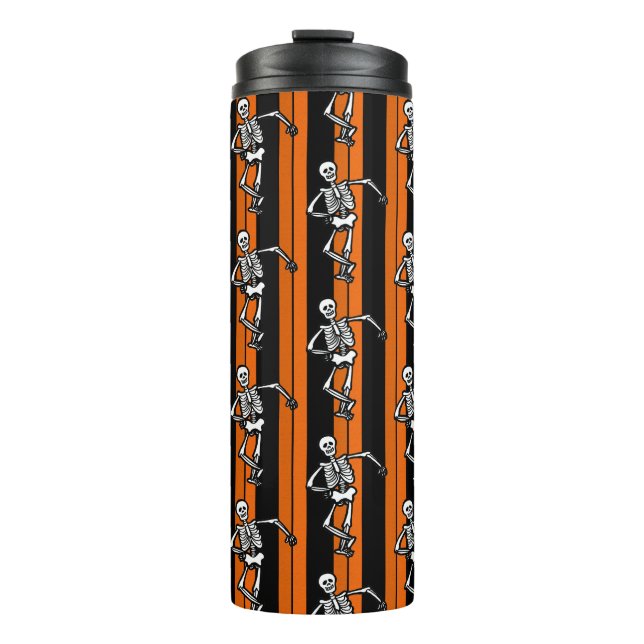 Garrafa Térmica Dancing Skeletons Halloween Listrado   (Frente)