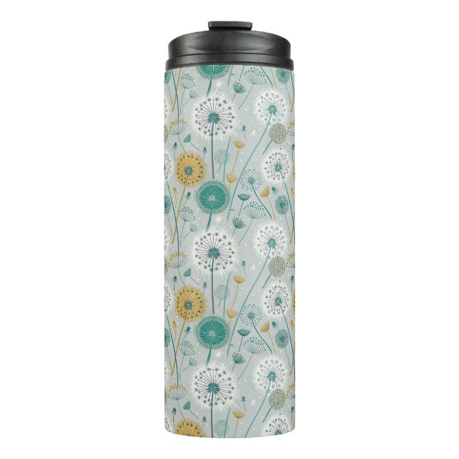 Garrafa Térmica Dandelion Whimsical - Amarelo, Branco e Teal (Frente)