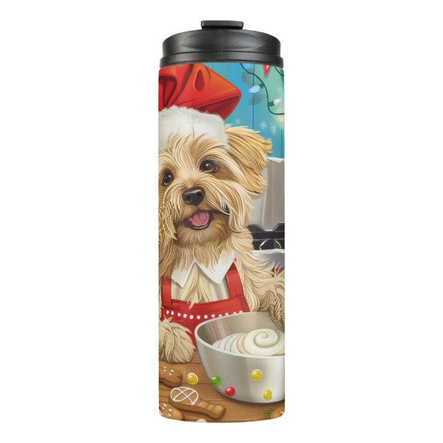 Garrafa Térmica Dandie Dinmont Terrier Holiday Baking: Natal (Frente)