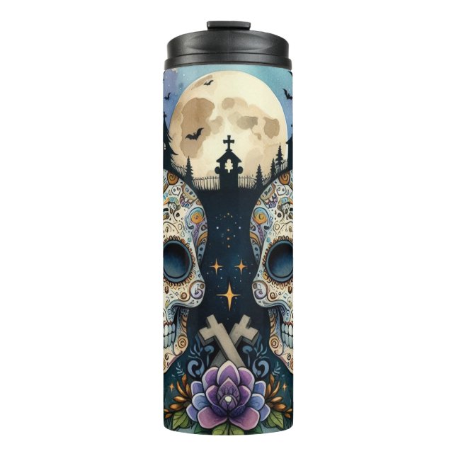 Garrafa Térmica Day of the Dead Halloween Thermal Tumbler (Frente)