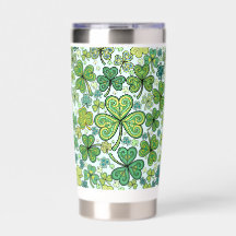 Garrafa Térmica de Água com Flor Azul e Verde Eleg