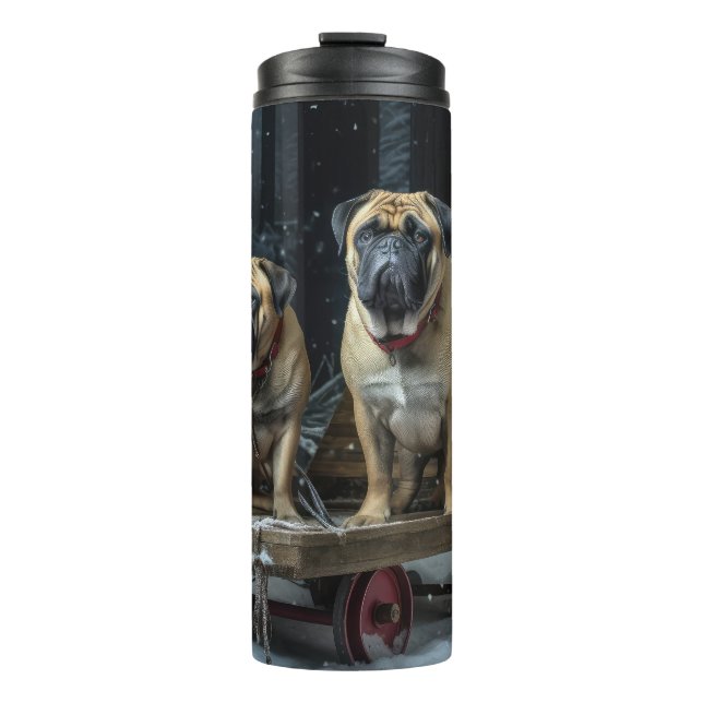 Garrafa Térmica Decado de Natal Bullmastiff Snowy Sleigh (Frente)