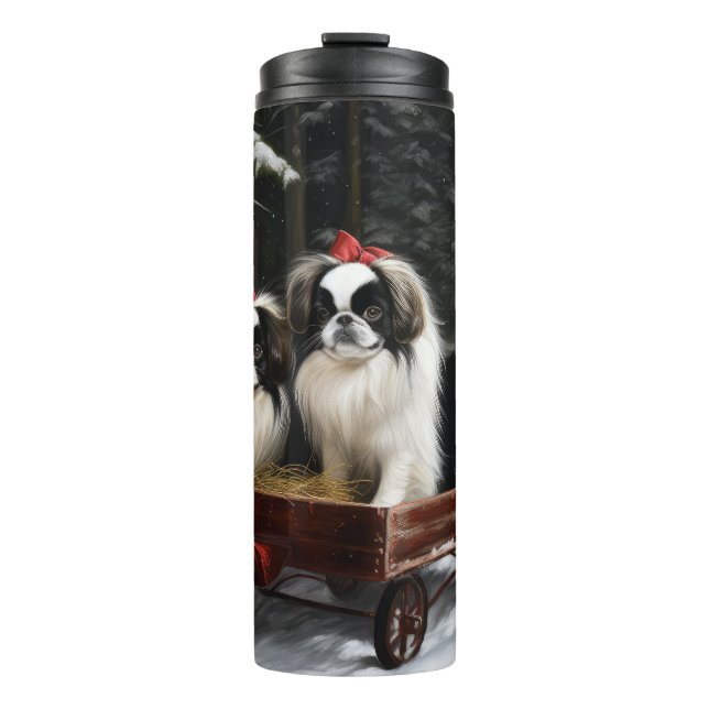 Garrafa Térmica Decado de Natal do Chin Snowy Sleigh (Frente)