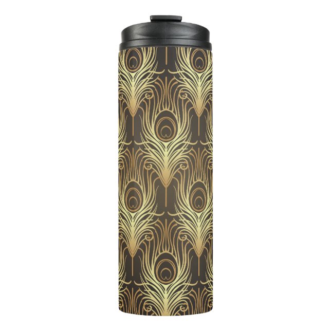 Garrafa Térmica Deco da arte: geométrico em ouro negro. (Frente)