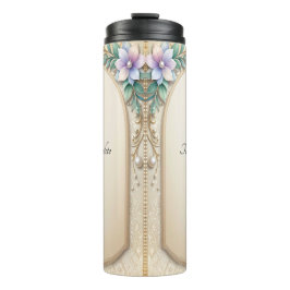 Garrafa Térmica Decorative Floral Frame with Pearls