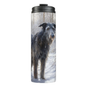 Garrafa Térmica Deerhound Escocês Deixe-o nevar no Natal