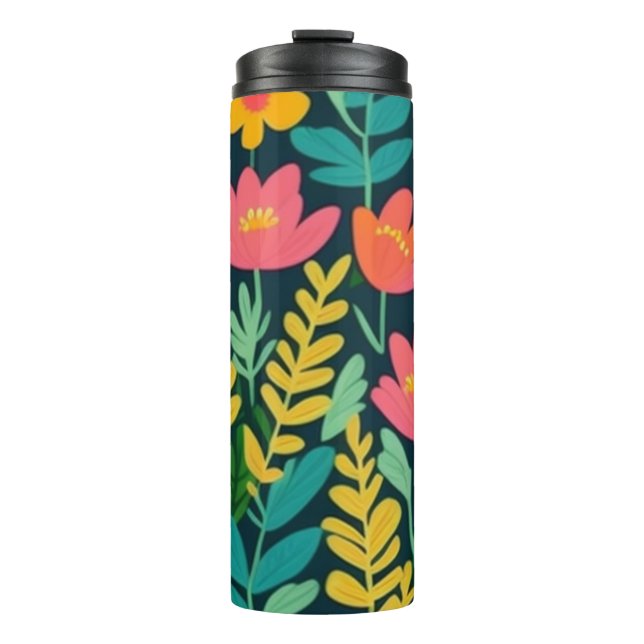 Garrafa Térmica Deixa flores design coloridas (Frente)