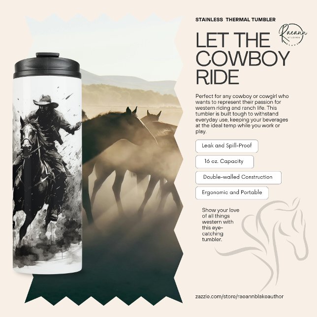 Garrafa Térmica Deixe o Cowboy Cavalgar Tumbler Térmico (Criador carregado)