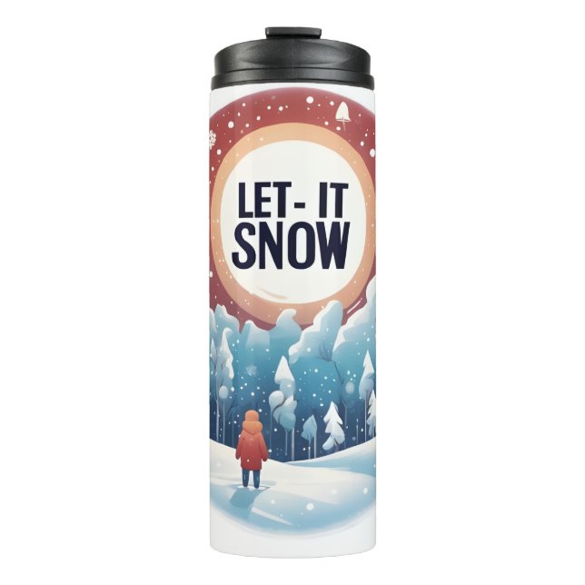 Garrafa Térmica Deixe-o nevar com uma bela paisagem vítrea (Frente)
