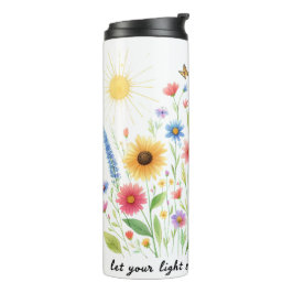 Garrafa Térmica Deixe sua luz brilhar flores e sol personalizado