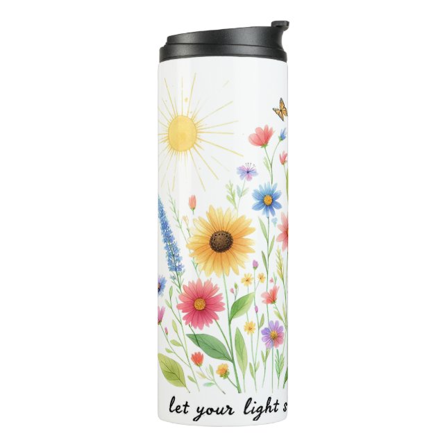 Garrafa Térmica Deixe sua luz brilhar flores e sol personalizado (Giro à esquerda)