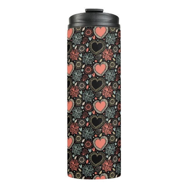 Garrafa Térmica Delícia com Blooms Escuros: Padrão Invisível Flora (Frente)