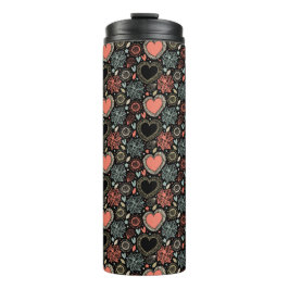 Garrafa Térmica Delícia de Flores Escuras: Padrão Floral Sem Costu