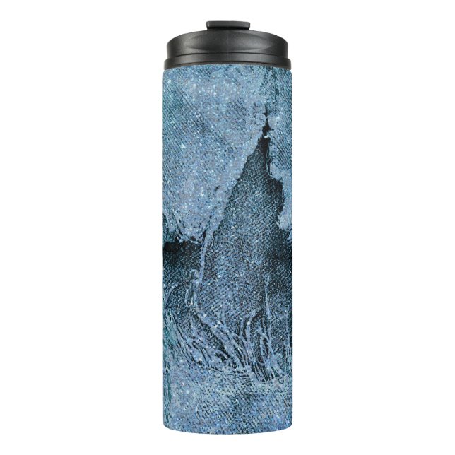 Garrafa Térmica denim brilhante desgastado (Frente)