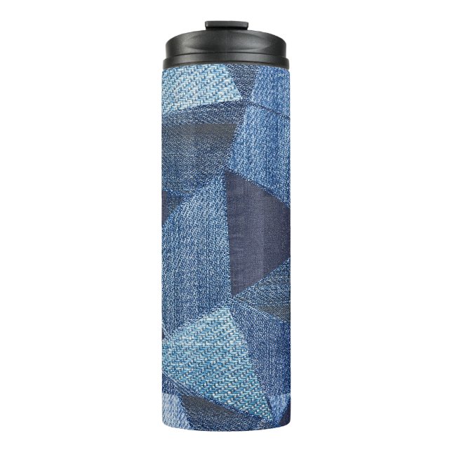 Garrafa Térmica Denim Urban: Patchwork Disparada. (Frente)