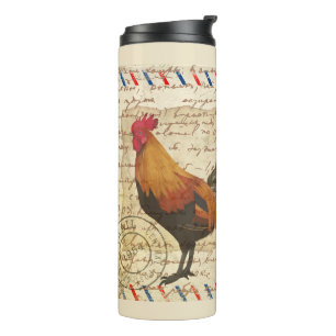 Garrafa Térmica Desacoplar Vintage Ephemera Fazenda Barn Rooster