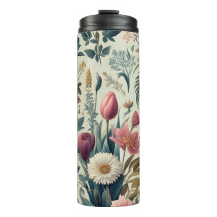 Garrafa Térmica Descubra o Deslumbrante Padrão Botânico Floral de