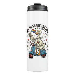 Garrafa Térmica Desejo de Patinete de Ganso Engraçado Camisa Vinta