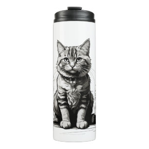 Garrafa Térmica Desenho a Lápis de Gato Fofo