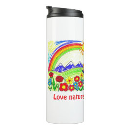 Garrafa Térmica Desenho Colorido da Natureza para Amantes da Natur