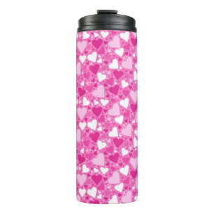 Garrafa Térmica Desenho de Corações Cor-de-Rosa para Conscientizaç