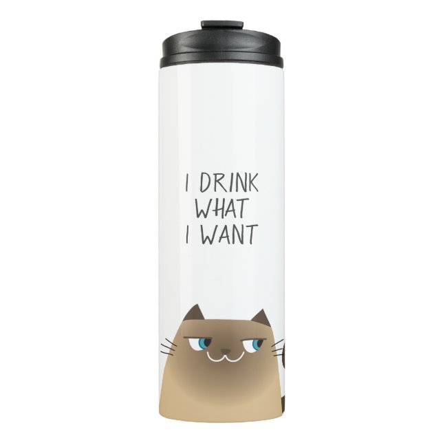 Garrafa Térmica Desenho de Gato Siames (Frente)