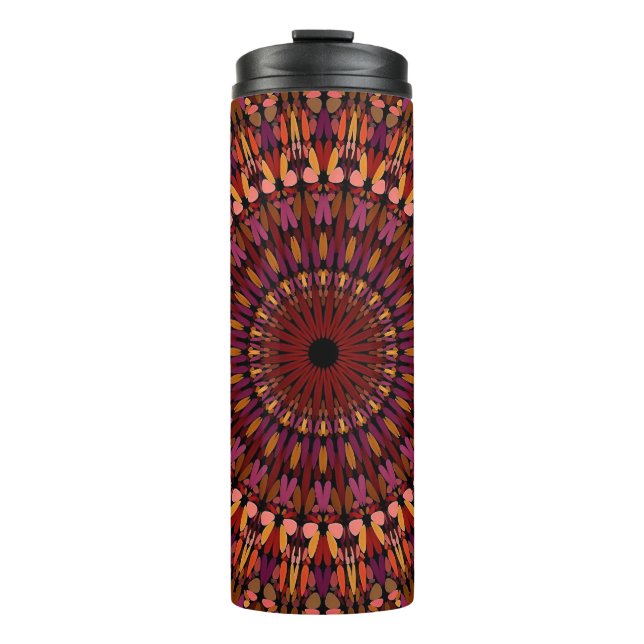 Garrafa Térmica Desenho de Mandala Marrom Floral (Frente)