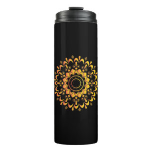 Garrafa Térmica Desenho de Mandala Única Dourada-95747