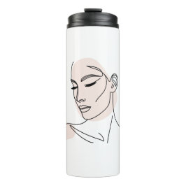 Garrafa Térmica Desenho de rosto de mulher de uma linha n.o 2