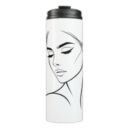 Garrafa Térmica Desenho de rosto de mulher de uma linha n.o 3